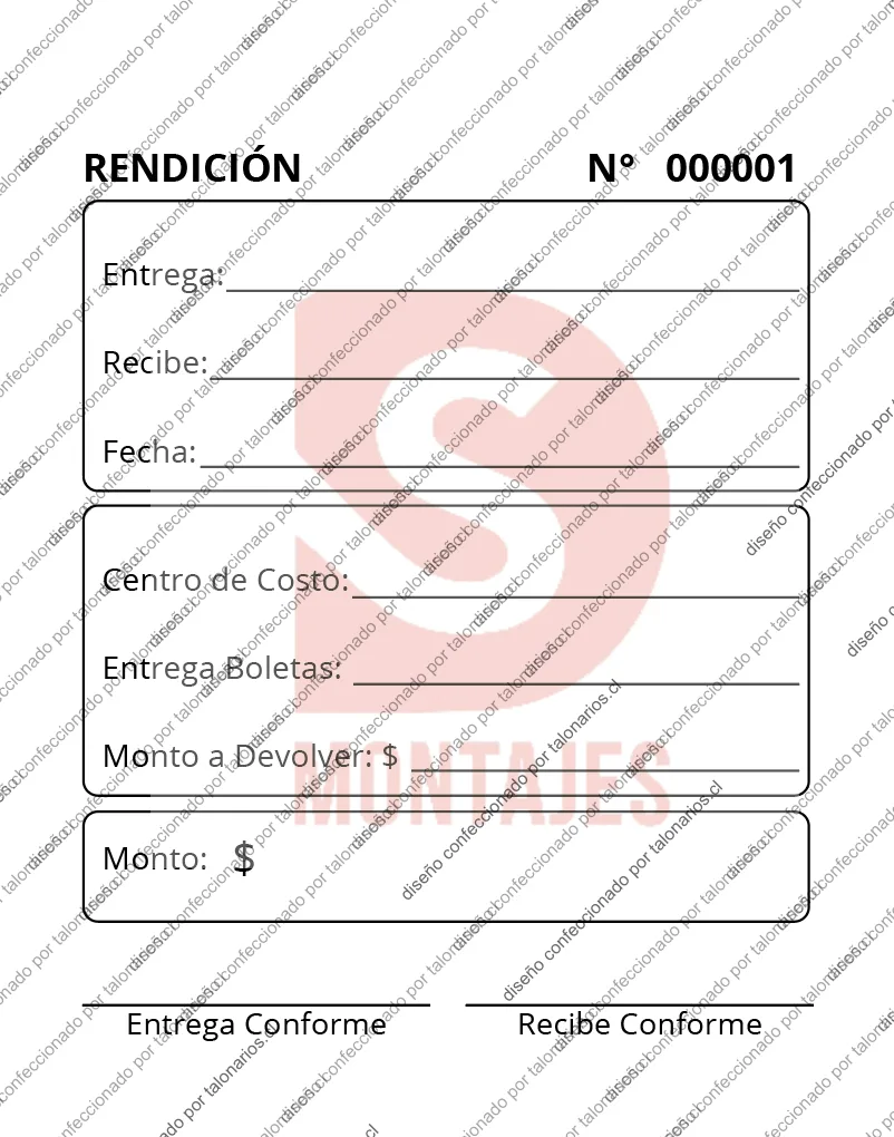 Muestra de rendicion gastos en tamaño Cuarto carta